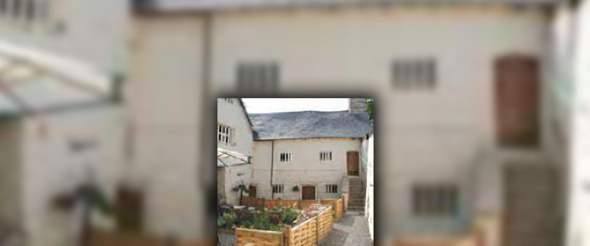 golygfa o'r tŷ a'r ardd iard / view of the house and courtyard garden