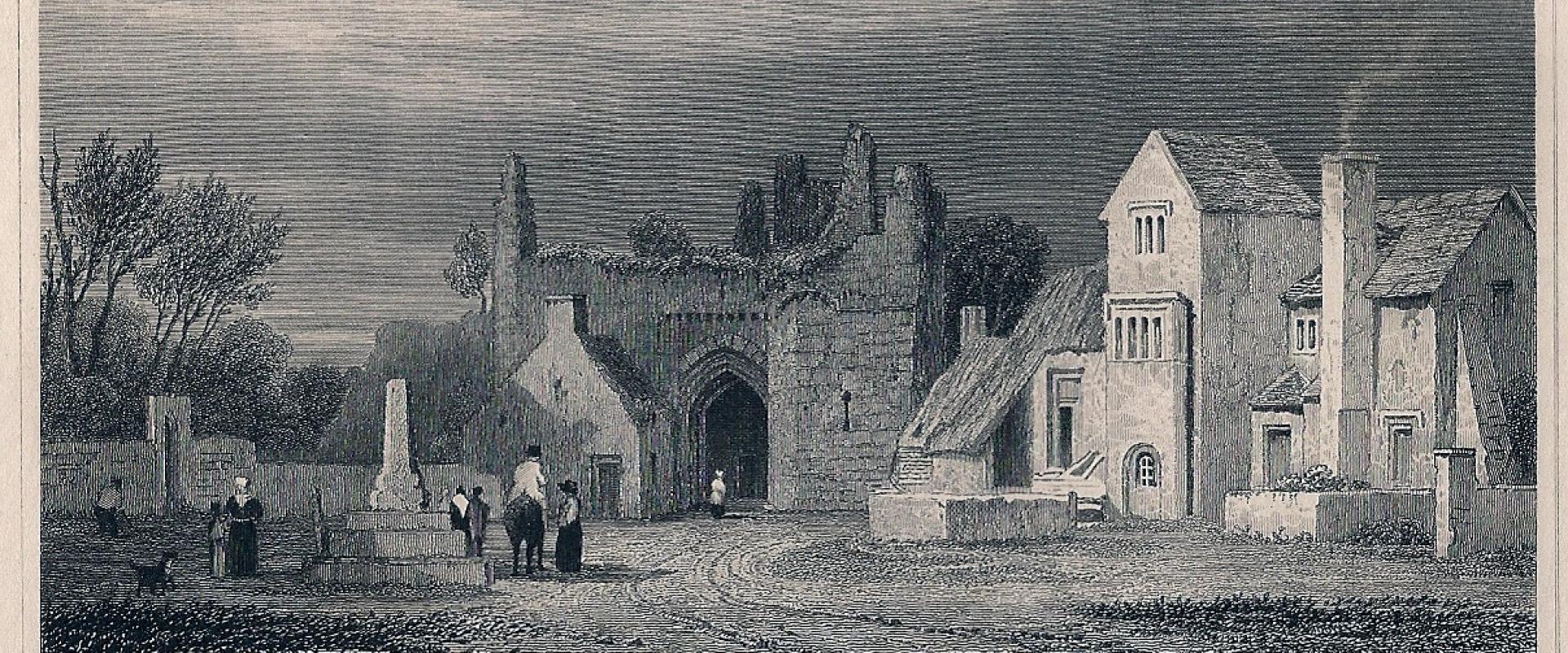 hen ddarlun o weddillion Castell Llandaf / old drawing of remains of Llandaff Castle