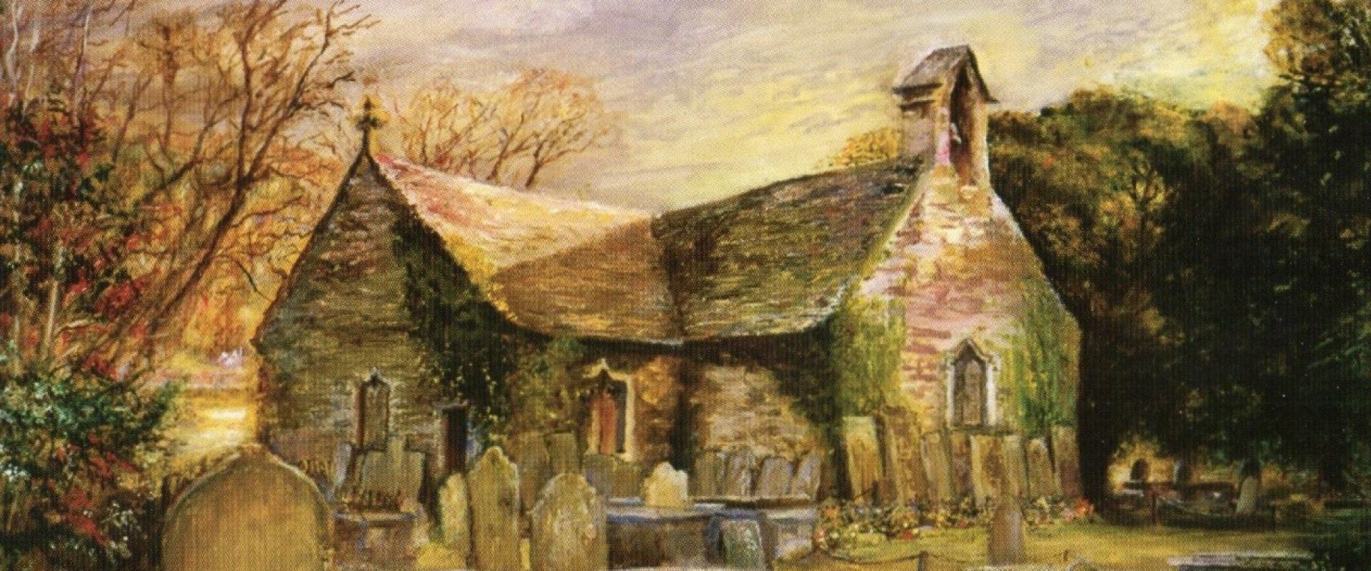oil painting of St Michael's Old Church, Betws y Coed