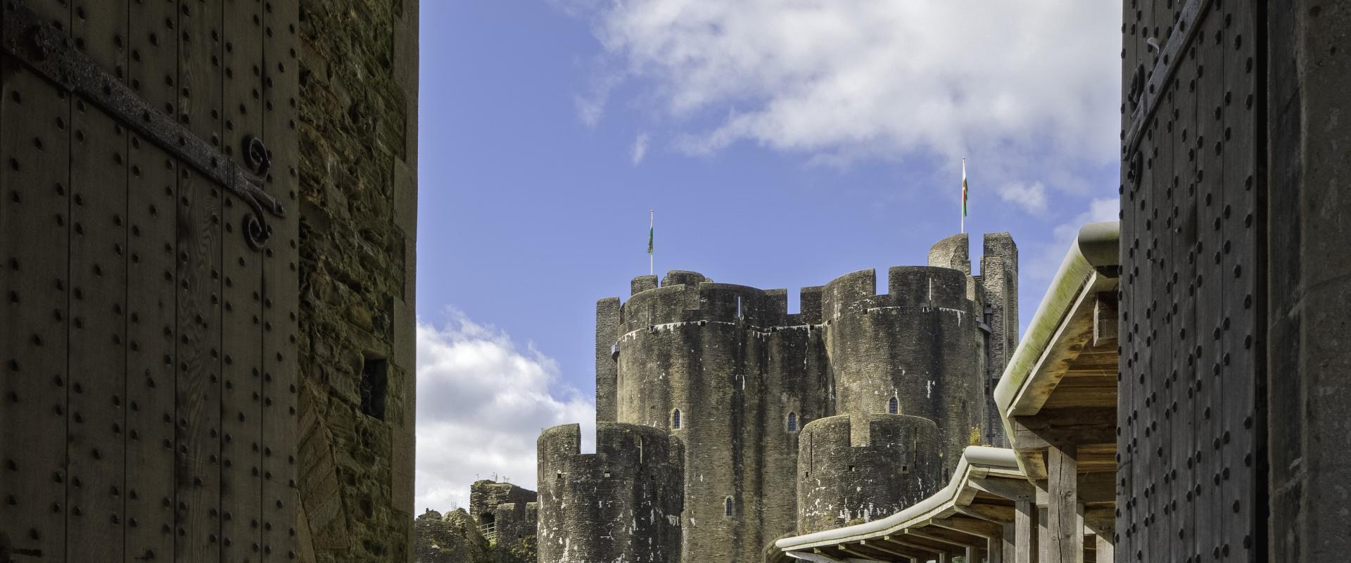 View through entrance door Caerphilly Castle