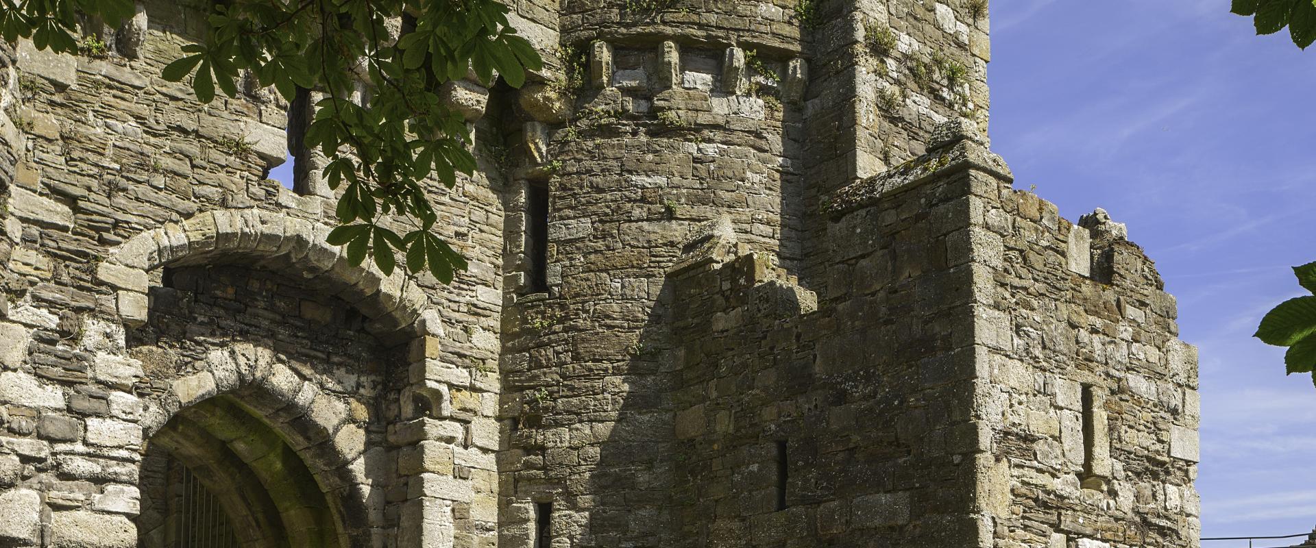 Bridge over moat leading into Beaumaris Castle