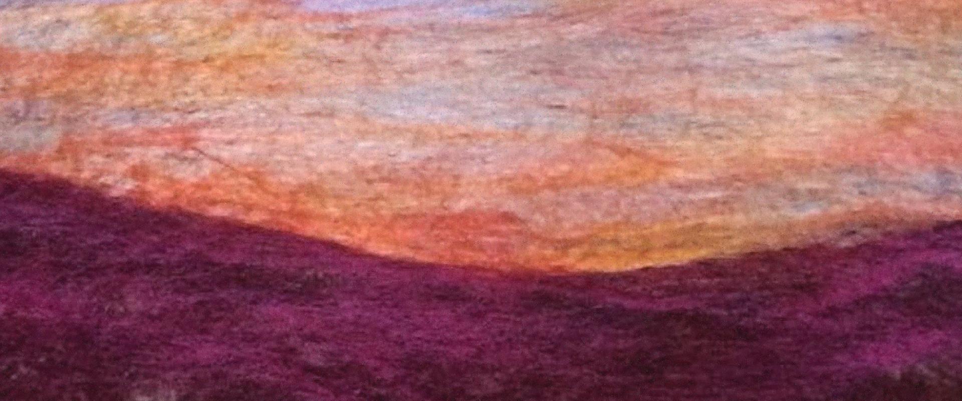 llun tirwedd wedi'i greu gan ddefnyddio ffeltio nodwydd / landscape picture created using needle felting 