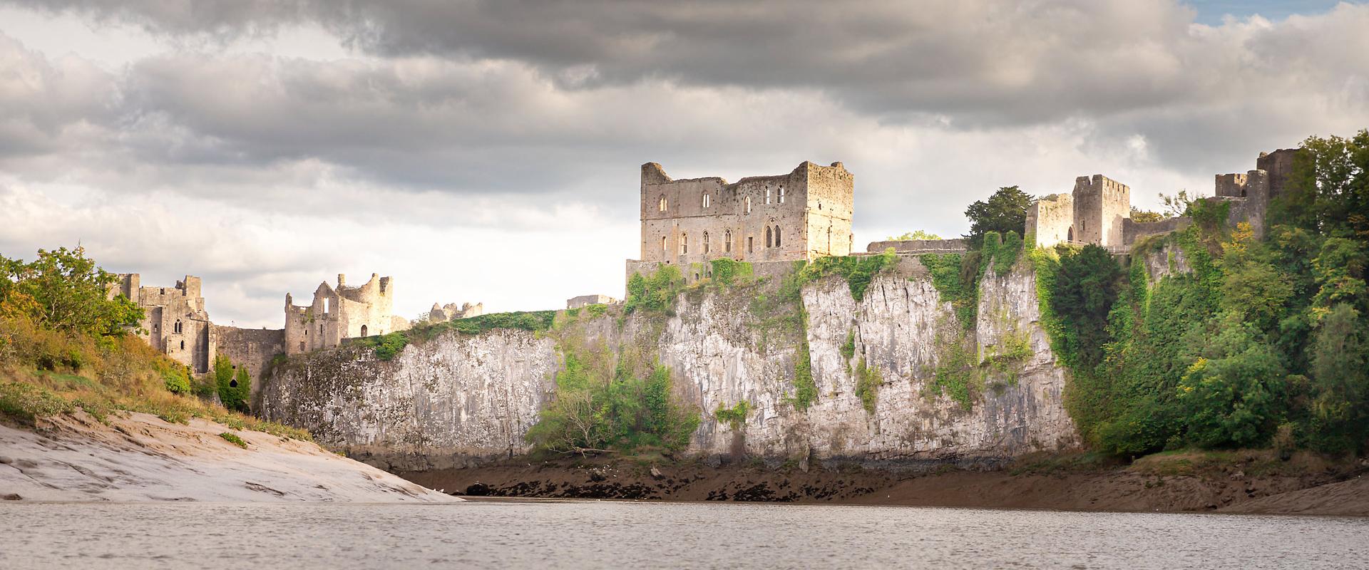 Chepstow Castle from across the river Wye