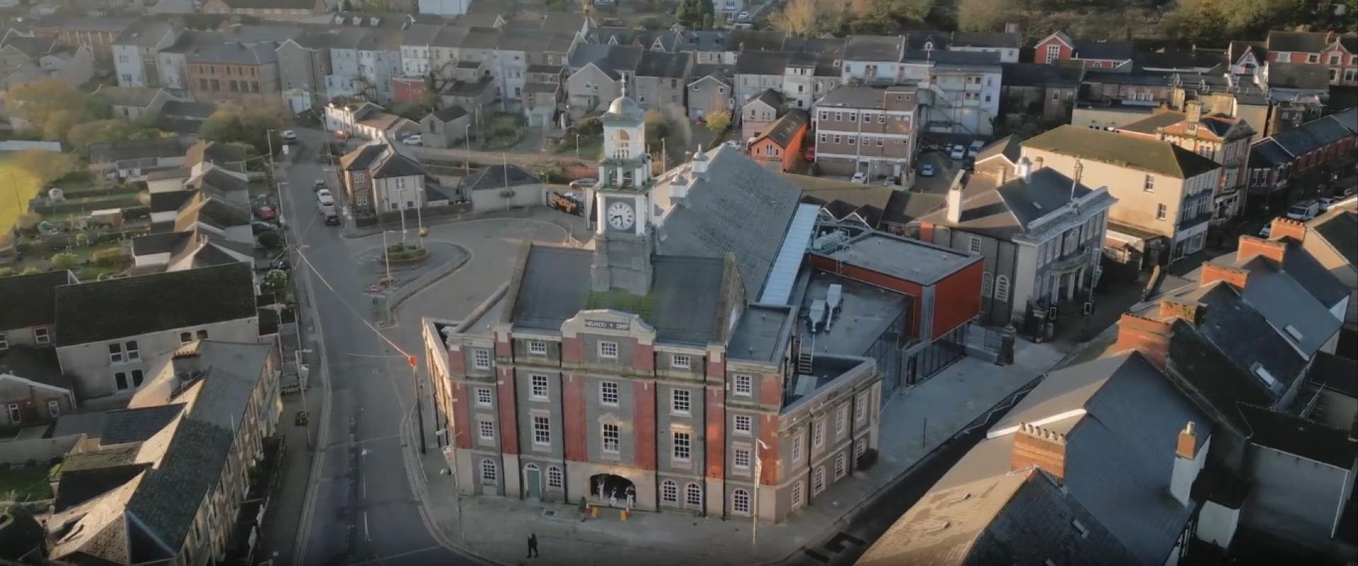 arial shot of Maesteg Town Hall
