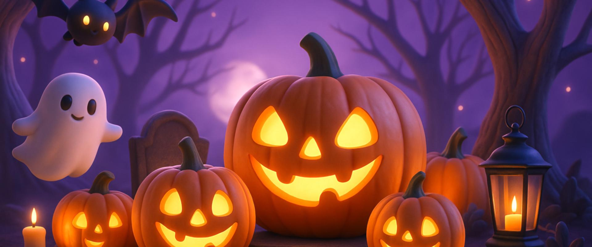 pwmpenni ac ysbryd - cartŵn / pumpkins and ghost - cartoon