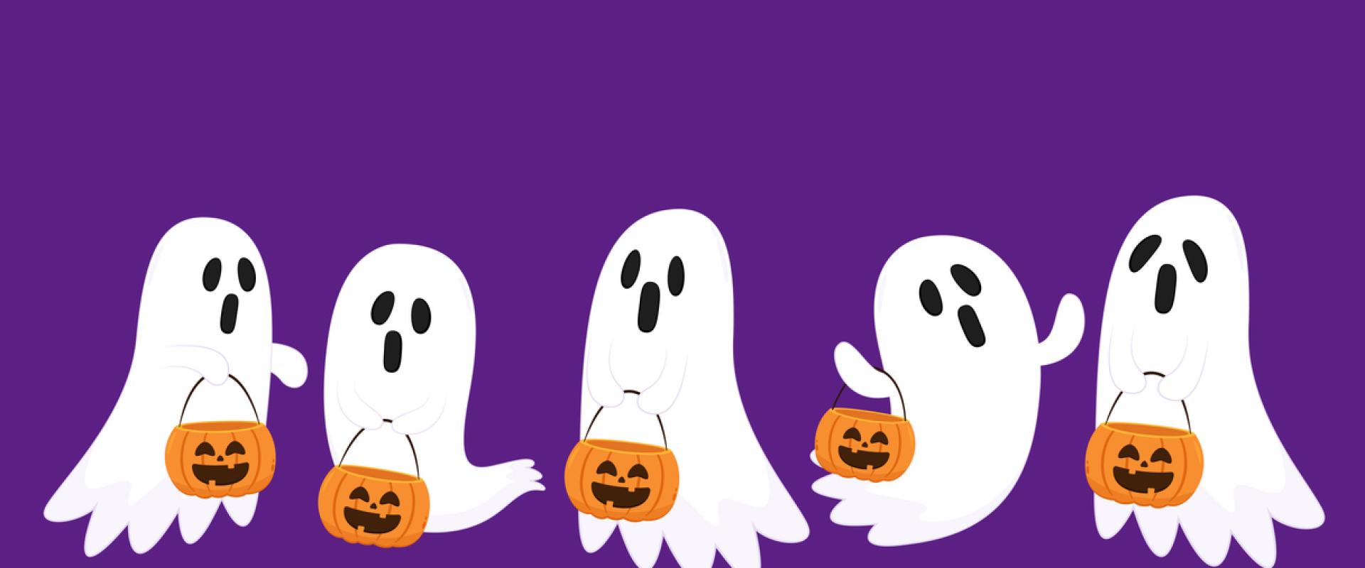 ysbrydion gyda phwmpenni - cartŵn / ghosts with pumpkins - cartoon