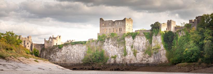 Chepstow Castle from across the river Wye