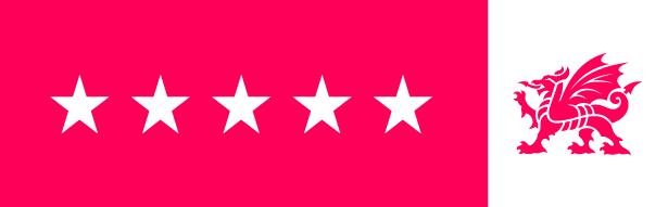 Five white stars on red background 