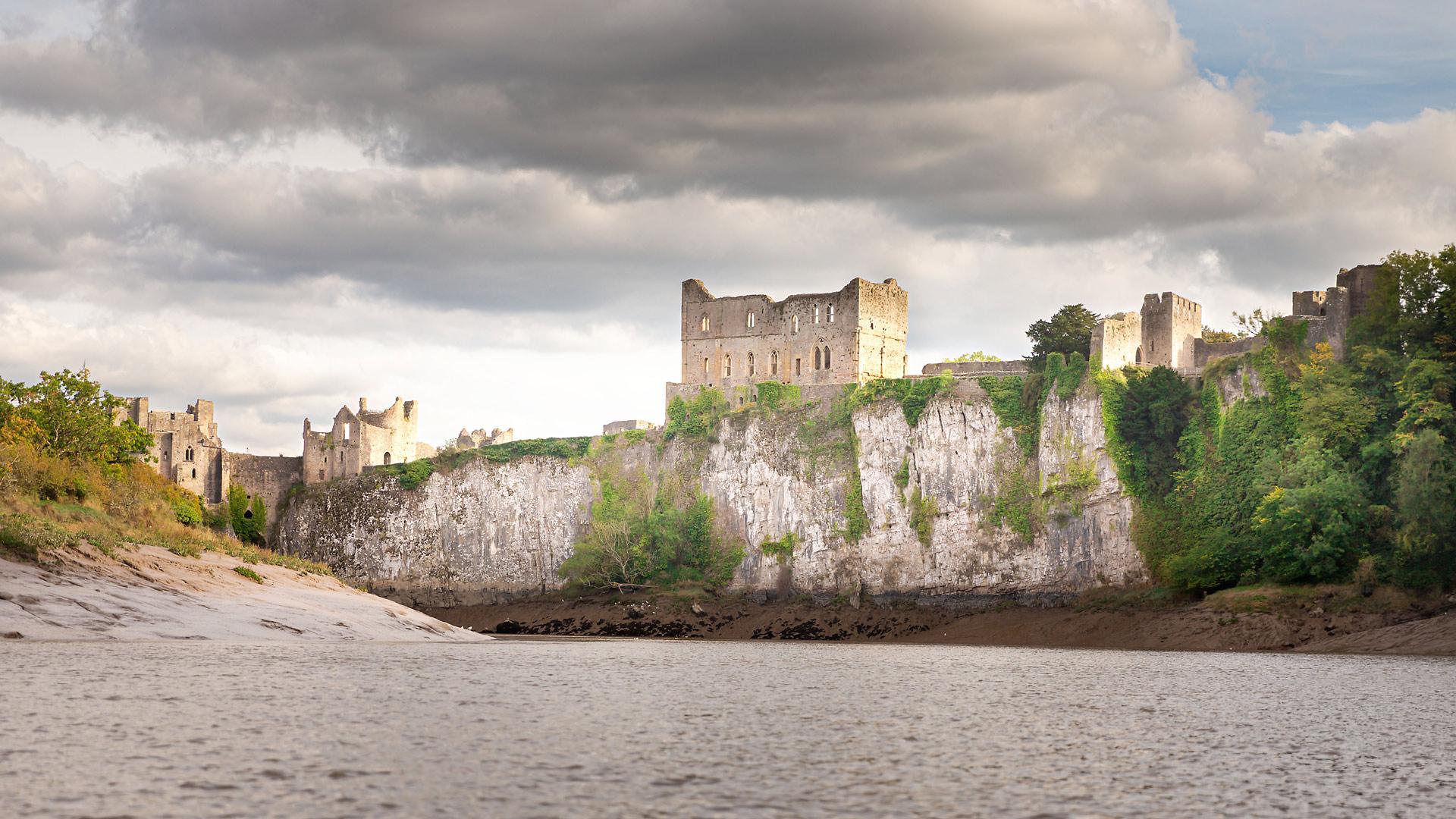 Chepstow Castle from across the river Wye